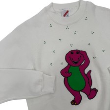 Vintage 80's Jerzees Kids Large Barney the Dinosaur Graphic Crewneck Sweatshirt