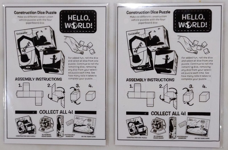 New Pair of Kid’s Meal Promo Toys from Braum’s, Construction Dice Puzzle