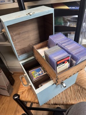 Baseball Card Box Laser Cut Walnut 500 Cards In Sleeves Capacity 12 X 12 X 12