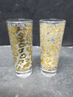 2 ART GLASS GOLD LEOPARD PATTERN SHOT GLASSES 2 OZ