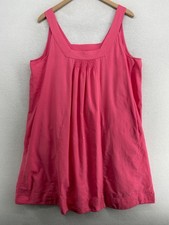 EILEEN FISHER Dress XL Cotton Woven Smocked Sundress Sleeveless Square Neck Pink