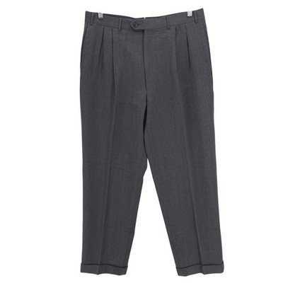 CORNELIANI Pleated Dress Pants 100% Extrafine Wool Gray Patterned Cuffed W 36 R