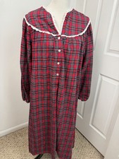 Lanz Of Salzburg Medium Flannel Plaid Nightgown 100 Cotton