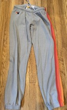 Aviator Nation Gray Neon Striped Classic Sweatpants Medium