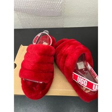 NIB UGG Fluff Yeah Slide Red Women s Size 5 Sheepskin Fur Sandals w/ Box