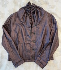 Vintage Elliott Lauren Purple Shiny Faux Leather Ruched Collar Playful Jacket 6