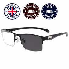 Transition Photochromic Reading Glasses Men Women Multifocal Readers Black Frame