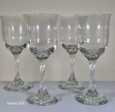 Set of 4 Vintage Dema Renaissance Twist Stem Wine Glasses  – Rosette Foot–