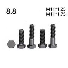 M11 Black 8.8 Steel Hexagon Head Bolts Screws Pitch 1.25/1.75