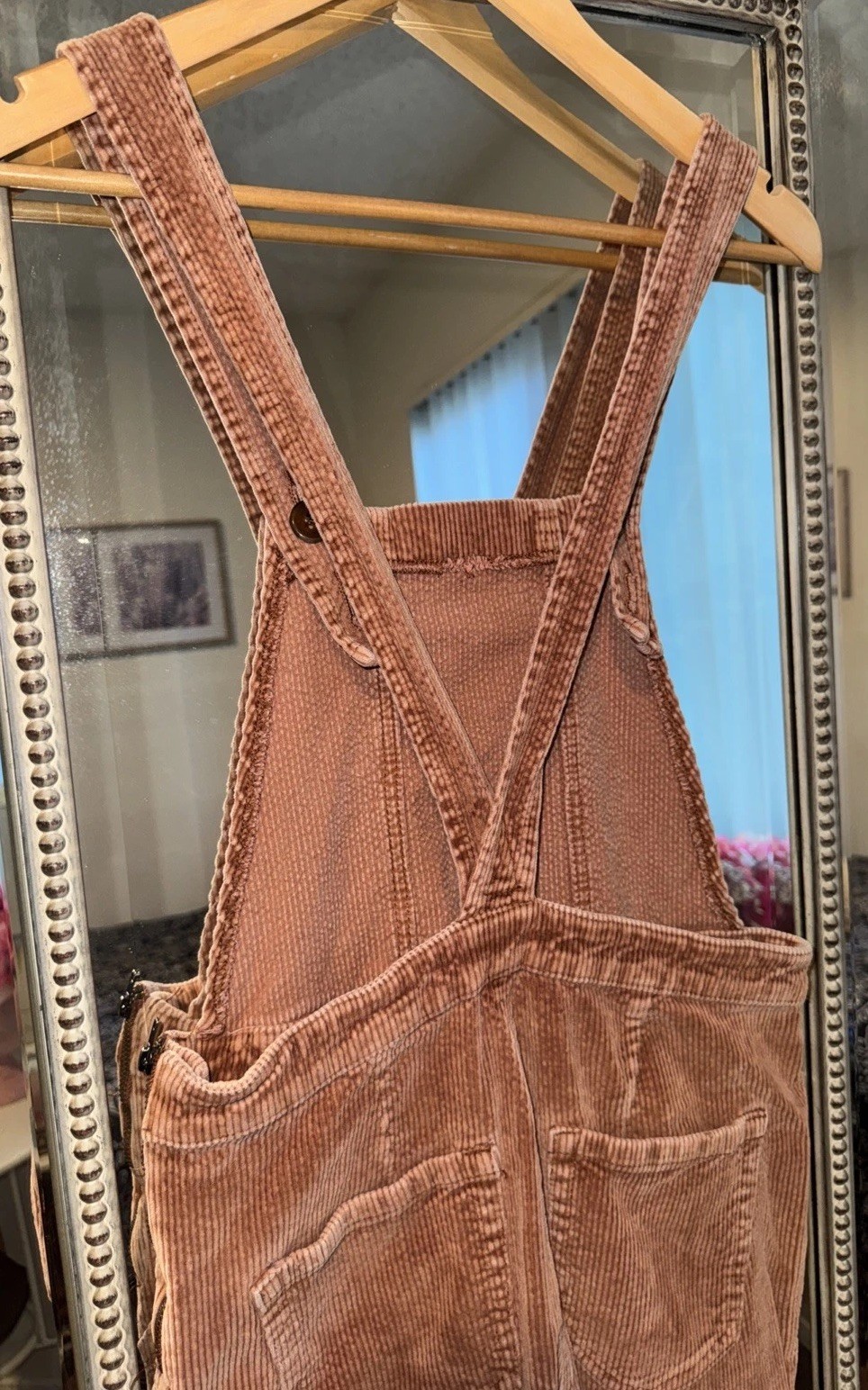 Altar’d State Corduroy Cropped Overalls Womans Size Medium Brown Vintage Retro M