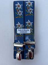 Blue Suspenders w/White Flowers