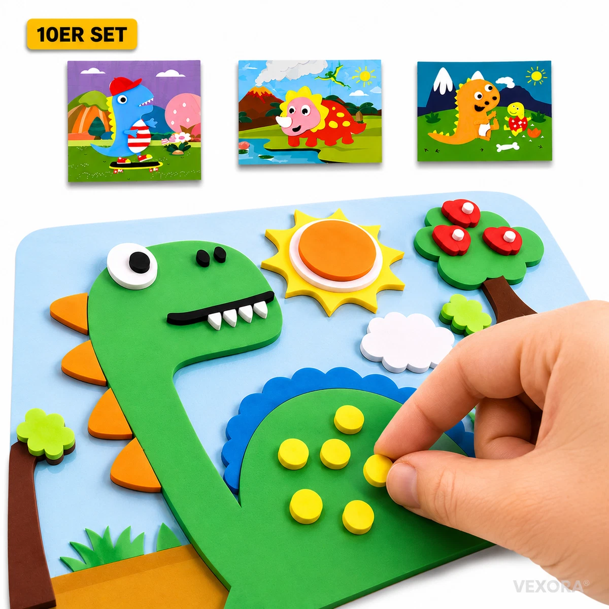 Kinder Bastelset EVA Sticker Mosaik Selbstklebend Kreativ Motorik DIY 3D