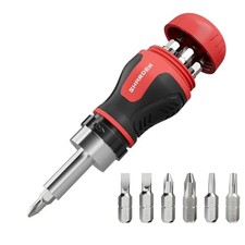 8 in 1ing Screwdriver Multi Short Screw Driver Set with 6 Stubby Ratchet Red