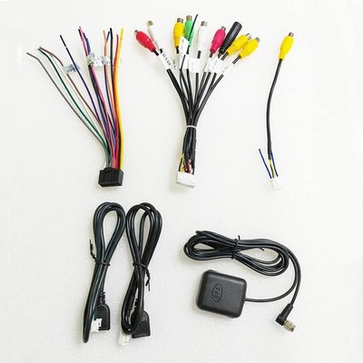 for Android Car Radio Stereo Power Cable RCA Video Audio CAM in Adapter Black