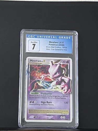 2008 POKEMON DIAMOND PEARL BSP MEWTWO LV.X HOLO FALL COLLECTOR'S TINS CGC 7 DP28