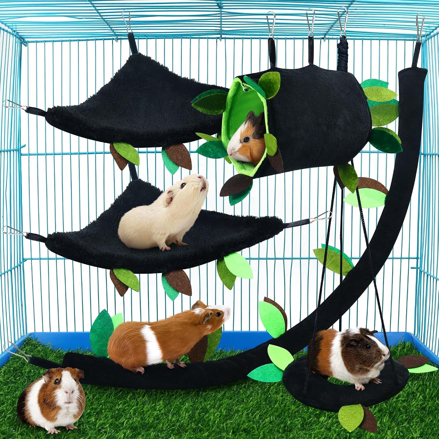 5PCS Hamster Hammock Rat Hanging Bed House Guinea Pig Nest Cage Toy Accessories