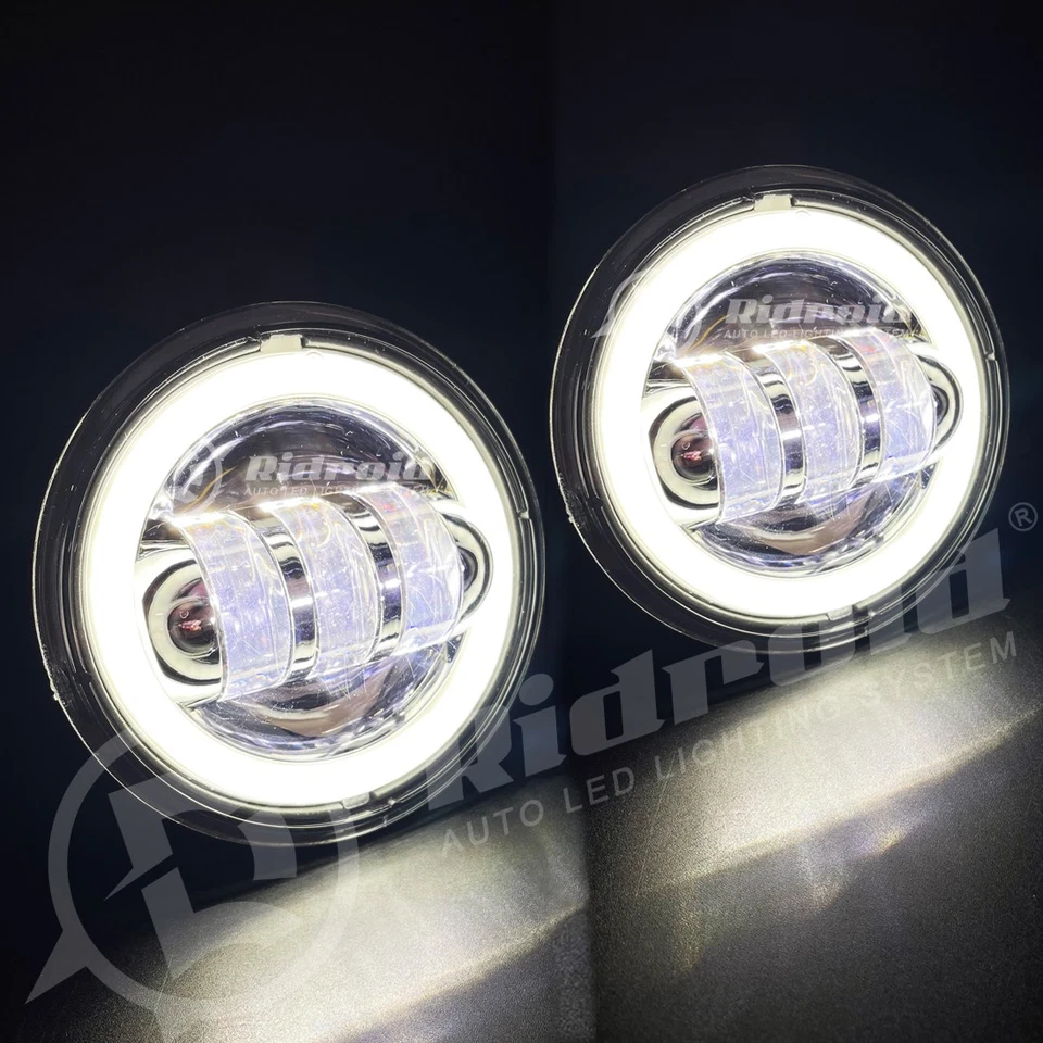 Chrome 4.5" Inch LED Spot Fog Passing Lights Lamps For Harley Davidson Touring Foto 4 de 4
