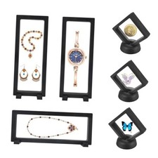 6 Pcs 3D Floating Display Case, Clear PE 3pcs-small-black  3pcs-large-black