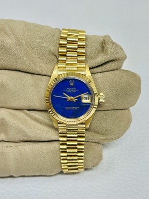 Rolex 6917 Factory Lapis Dial Datejust 26MM Yellow Gold Excellent