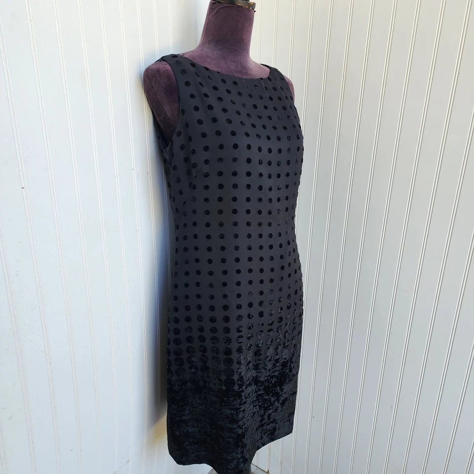 Donna Morgan Women Dress Black Sleveless Dot Velvet Lined Rayon 10 - Image 2 of 4