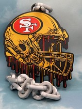 Casco de gran tamaño de los 49ers de San Francisco cadena de bombo por goteo "¡NINER GANG BABY!"