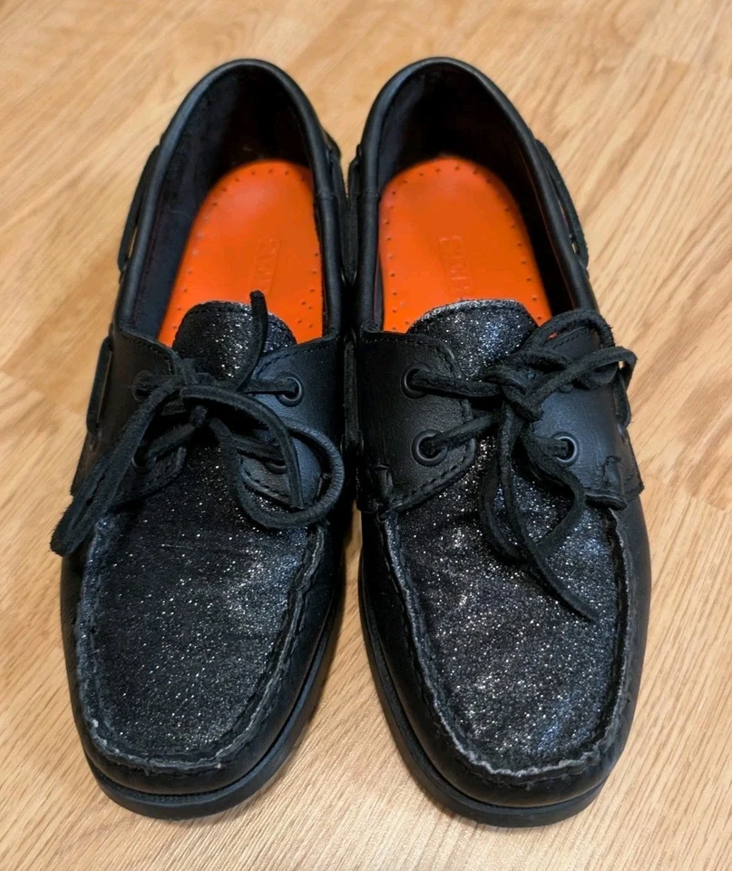 Sebago 波特兰吸血鬼闪光黑色懒人船鞋全新无标签,尺寸 6 — 第 3/4 张图片