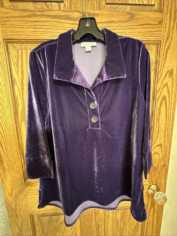 Coldwater Creek Gorgeous Crushed Velvet Purple Pullover. Petite Medium.