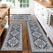3-Piece Kitchen Rugs, Non-Slip  Washable Floor Mats, Water-Absorbent Area Pa...