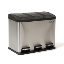 Image of NEW! 45L Stainless Steel Triple Compartment Recycling Pedal Kitchen Waste Bin