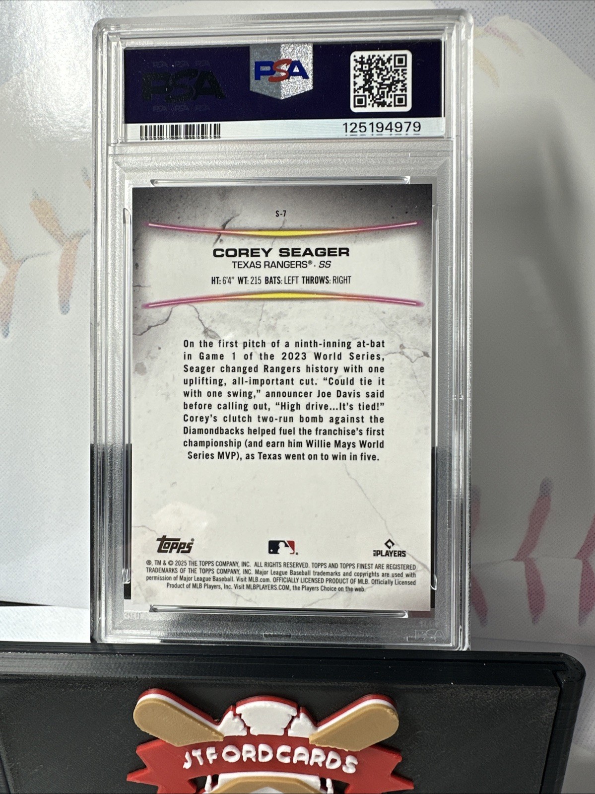 2025 Topps Finest Corey Seagar Smashing Through PSA 10 RARE Case Hit SSP Rangers view 2