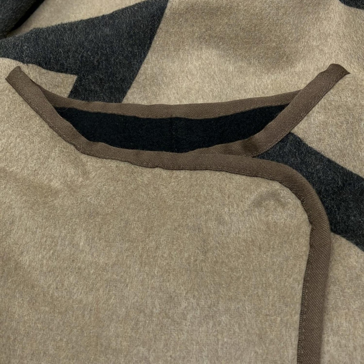 AMERI - Beige Dark Gray Dark Brown Women's Poncho - image 7