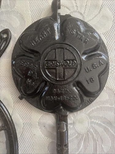 Griswold Cast iron Waffle Maker And 2 Bases, #8, #9