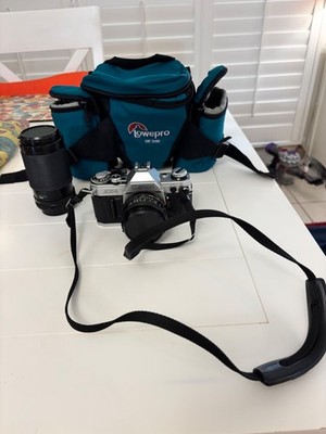 Vintage Canon AE-1 35mm Film Camera Kit w/ Canon 50mm Lens, Zoom Lens & Lowepro