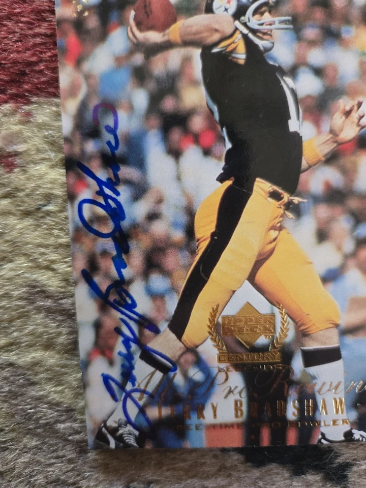 Tarjeta autografiada 1999 Upper Deck All Pro Rewind #184 Terry Bradshaw Steelers Salón de la fama Foto 2 de 3