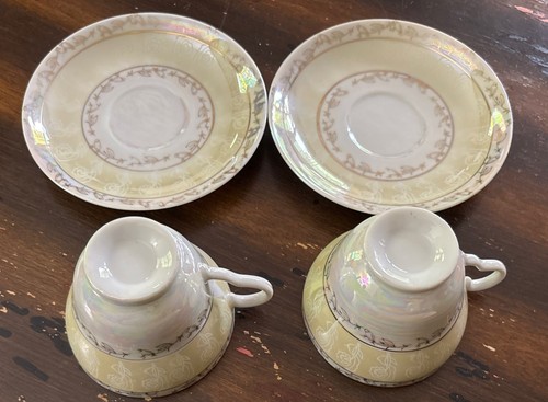 Two Vintage Lusterware Lobeco Handcrafted in Japan Teacup & Saucer - Picture 6 of 15