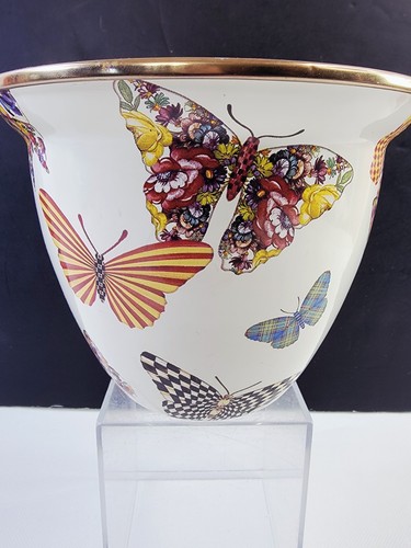Mackenzie Childs 5" Colorful Butterfly Enamel Plant Pot Container - Picture 2 of 11