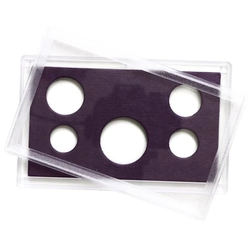 Empty Plastic Lens Purple Insert Holds 5 Coins Half Quarter Dime Nickel Cent