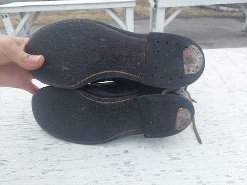 VINTAGE TALL LEATHER 1900s MOTORCYCLE BOOTS 9 1/2 - Picture 5 of 12