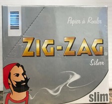 Zig-Zag SILVER SLIM Rolling Papers 1 Box 50 Books w/ Display Made France FREE SH