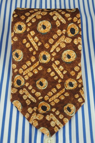 Hugo Boss Men's Tie Brown Aztec Orb Printed Silk Necktie 58 x 3.75 in. - Picture 2 of 4