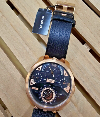 DIESEL Timeframe 55 mm Black / Rose Gold Rubber Men's Watch DZ7380