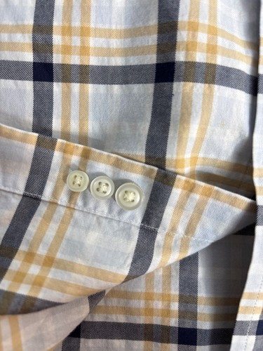 Crosby & Howard Men's Yellow/Black Modern Plaid Button-Down Dress Shirt XL - Picture 9 of 12