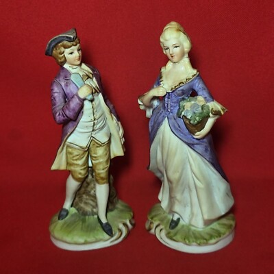 Vintage Inarco Japan Porcelain Colonial Man Woman Couple Figurines