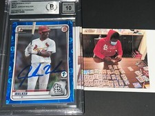 Jordan Walker Cardinals SIGNED 2020 1st Edition Bowman Blue Foil Beckett BAS 10