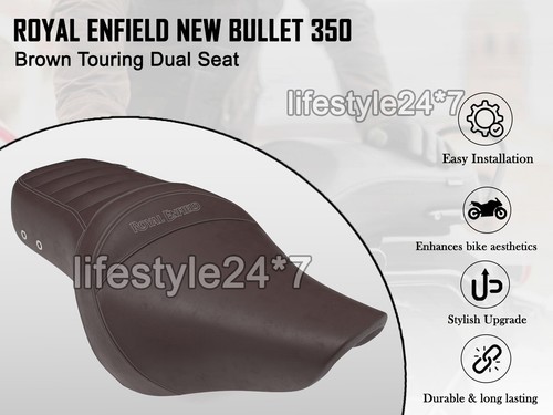 BROWN TOURING DUAL SEAT Genuine Royal Enfield New Bullet 350 - Picture 1 of 5