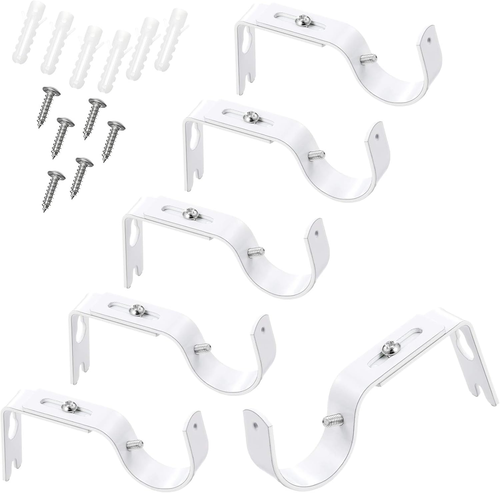 6 Pcs Curtain Rod Brackets Adjustable Holder Wall for 1 Inch Diameter Curtain Ro - Picture 9 of 11