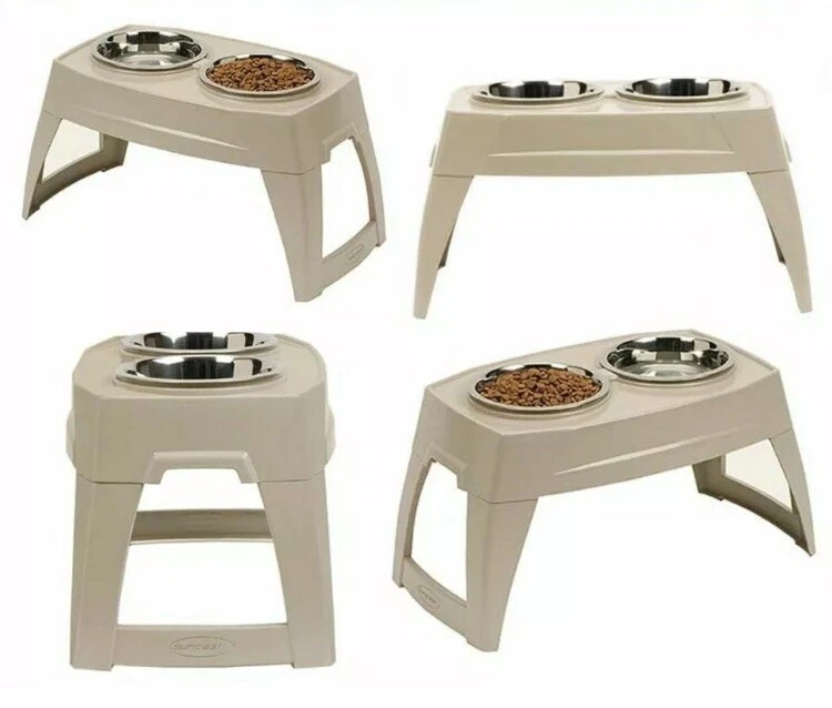 New Suncast PFT800 Compact Elevated Pet Feeder Feeding Tray Removable 8" Bowls   - Image 2 of 4