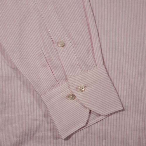Stenstroms Dress Shirt Cotton Linen Blend Mens Large White With Pink Stripes - Picture 7 of 12