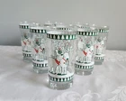 Set Of 8 VINTAGE ANCHOR HOCKING KISSING REINDEER GLASSES SIGNED CATHY HECK