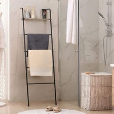 Metal Towel Blanket Ladder Storage Rack with Shelf for Bathroom, Laundry Room